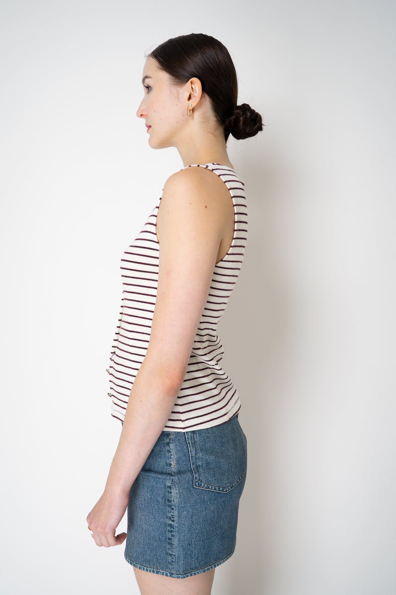 Rag & Bone Knit Stripe Boatneck Tank Top in White and Burgundy Vancouver. Shop Online or in Store.