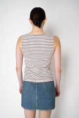 Rag & Bone Knit Stripe Boatneck Tank Top in White and Burgundy Vancouver. Shop Online or in Store.