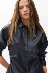 Rag & Bone Leah Faux Leather Shirt in Black Vancouver. Shop Online or in Store.