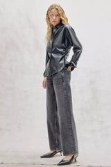 Rag & Bone Leah Faux Leather Shirt in Black Vancouver. Shop Online or in Store.