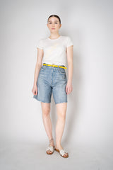 Rag & Bone "McKenna" Ponte Miramar Bermuda Shorts in Light Denim Print Vancouver. Shop Online or in Store
