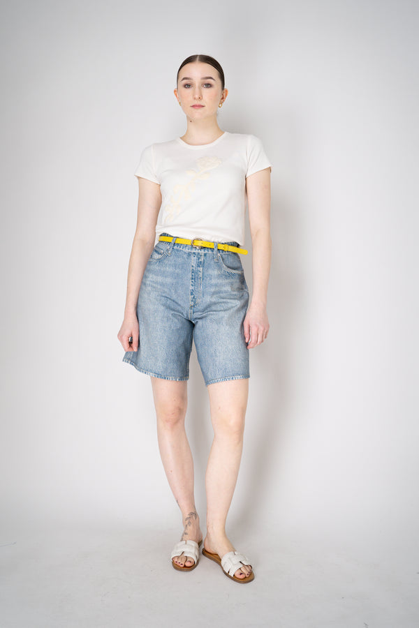 Rag & Bone "McKenna" Ponte Miramar Bermuda Shorts in Light Denim Print Vancouver. Shop Online or in Store