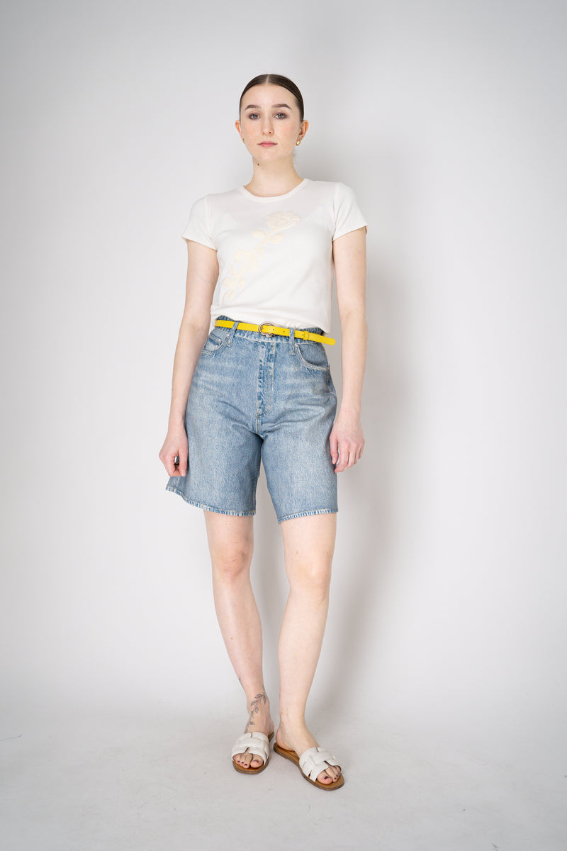 Rag & Bone "McKenna" Ponte Miramar Bermuda Shorts in Light Denim Print Vancouver. Shop Online or in Store