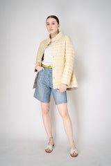 Rag & Bone "McKenna" Ponte Miramar Bermuda Shorts in Light Denim Print Vancouver. Shop Online or in Store