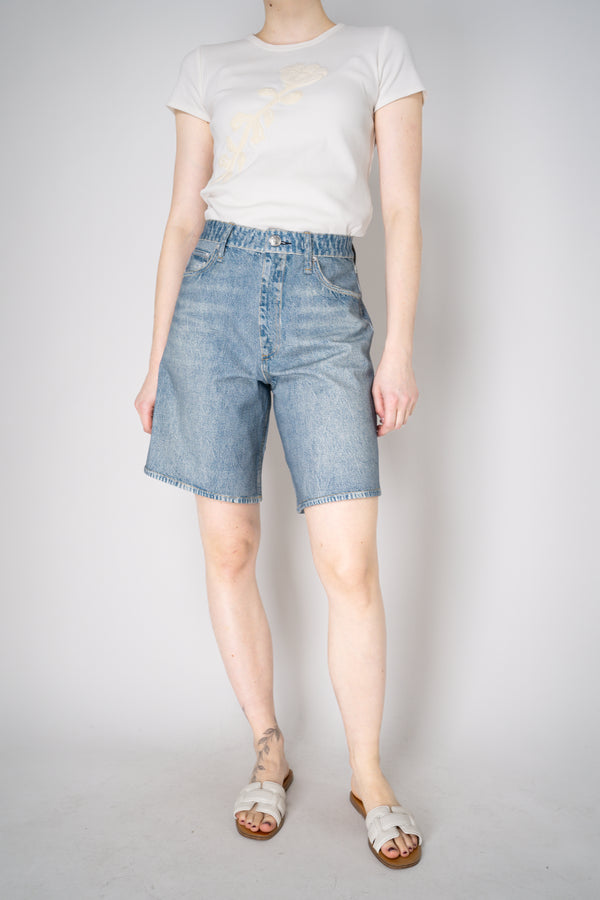 Rag & Bone "McKenna" Ponte Miramar Bermuda Shorts in Light Denim Print Vancouver. Shop Online or in Store