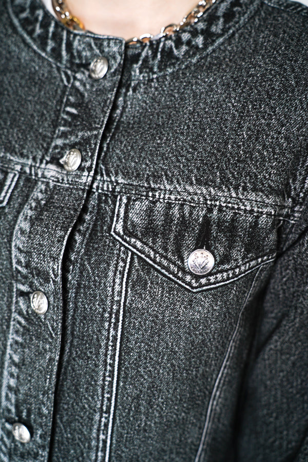 Rag & Bone Miramar Cora Denim Print Jacket in Washed Black Vancouver. Shop Online or in Store. 