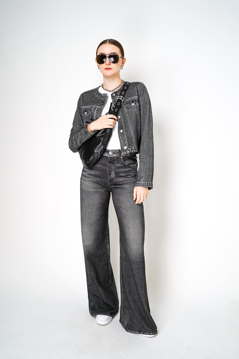 Rag & Bone Miramar Cora Denim Print Jacket in Washed Black Vancouver. Shop Online or in Store. 