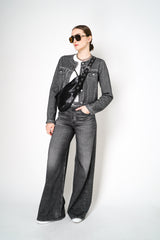 Rag & Bone Miramar Cora Denim Print Jacket in Washed Black Vancouver. Shop Online or in Store. 