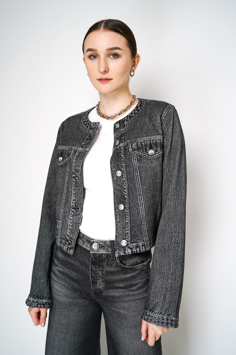 Rag & Bone Miramar Cora Denim Print Jacket in Washed Black Vancouver. Shop Online or in Store. 