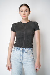 Rag & Bone Miramar Jersey Baby Tee in Washed Black Denim Print Vancouver. Shop Online or in Store.