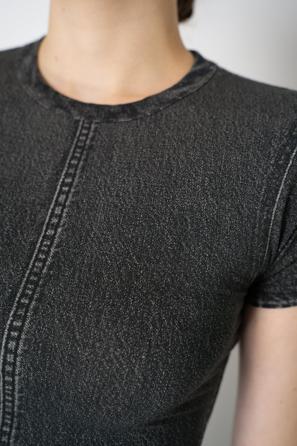 Rag & Bone Miramar Jersey Baby Tee in Washed Black Denim Print Vancouver. Shop Online or in Store.