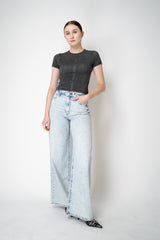 Rag & Bone Miramar Jersey Baby Tee in Washed Black Denim Print Vancouver. Shop Online or in Store.