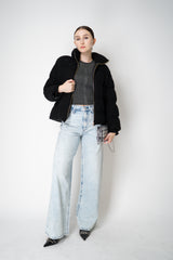 Rag & Bone Miramar Jersey Baby Tee in Washed Black Denim Print Vancouver. Shop Online or in Store.