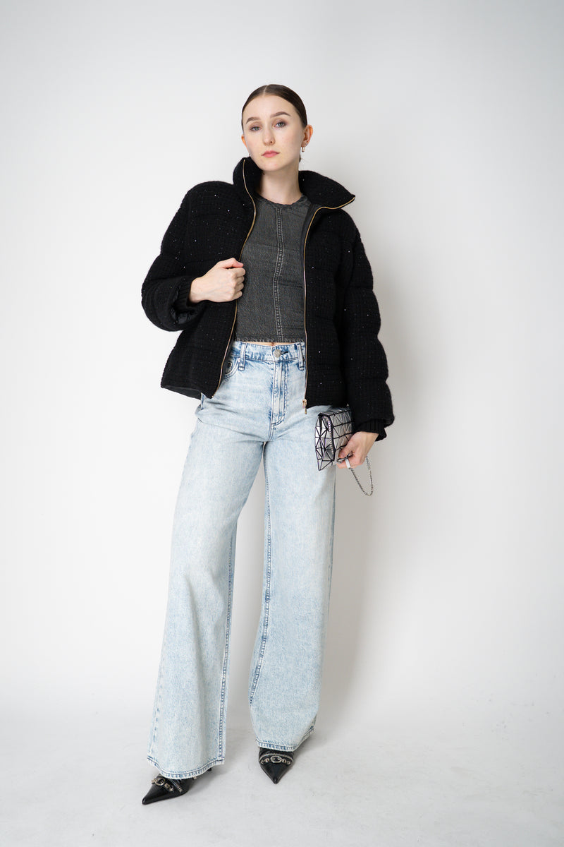 Rag & Bone Miramar Jersey Baby Tee in Washed Black Denim Print Vancouver. Shop Online or in Store.