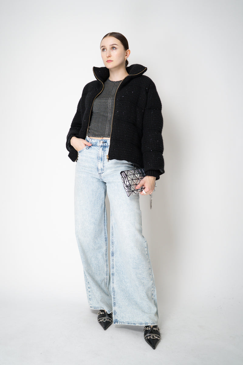 Rag & Bone Miramar Jersey Baby Tee in Washed Black Denim Print Vancouver. Shop Online or in Store.