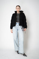 Rag & Bone Miramar Jersey Baby Tee in Washed Black Denim Print Vancouver. Shop Online or in Store.