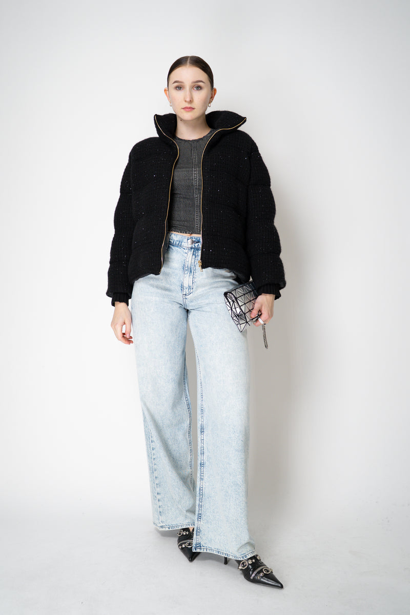 Rag & Bone Miramar Jersey Baby Tee in Washed Black Denim Print Vancouver. Shop Online or in Store.