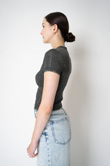 Rag & Bone Miramar Jersey Baby Tee in Washed Black Denim Print Vancouver. Shop Online or in Store.
