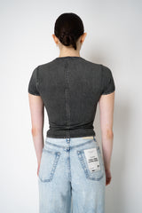 Rag & Bone Miramar Jersey Baby Tee in Washed Black Denim Print Vancouver. Shop Online or in Store.