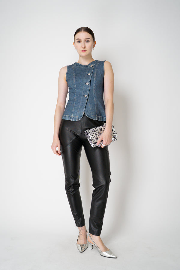 Rag & Bone Miramar "Olivia" Ponte Asymmetric Vest in Woodside Blue Denim Print Vancouver. Shop Online or in Store.