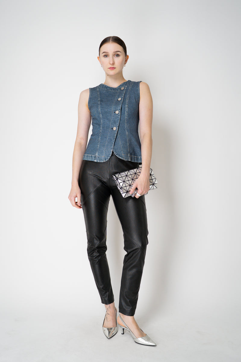 Rag & Bone Miramar "Olivia" Ponte Asymmetric Vest in Woodside Blue Denim Print Vancouver. Shop Online or in Store.
