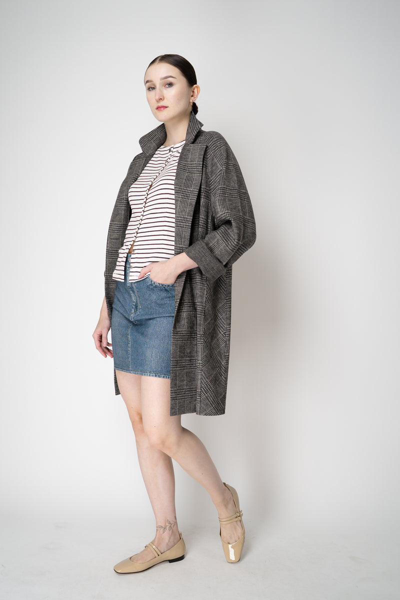 Rag & Bone Miramar Ponte Mini Skirt in Woodside Blue Denim Print Vancouver. Shop Online or in Store.