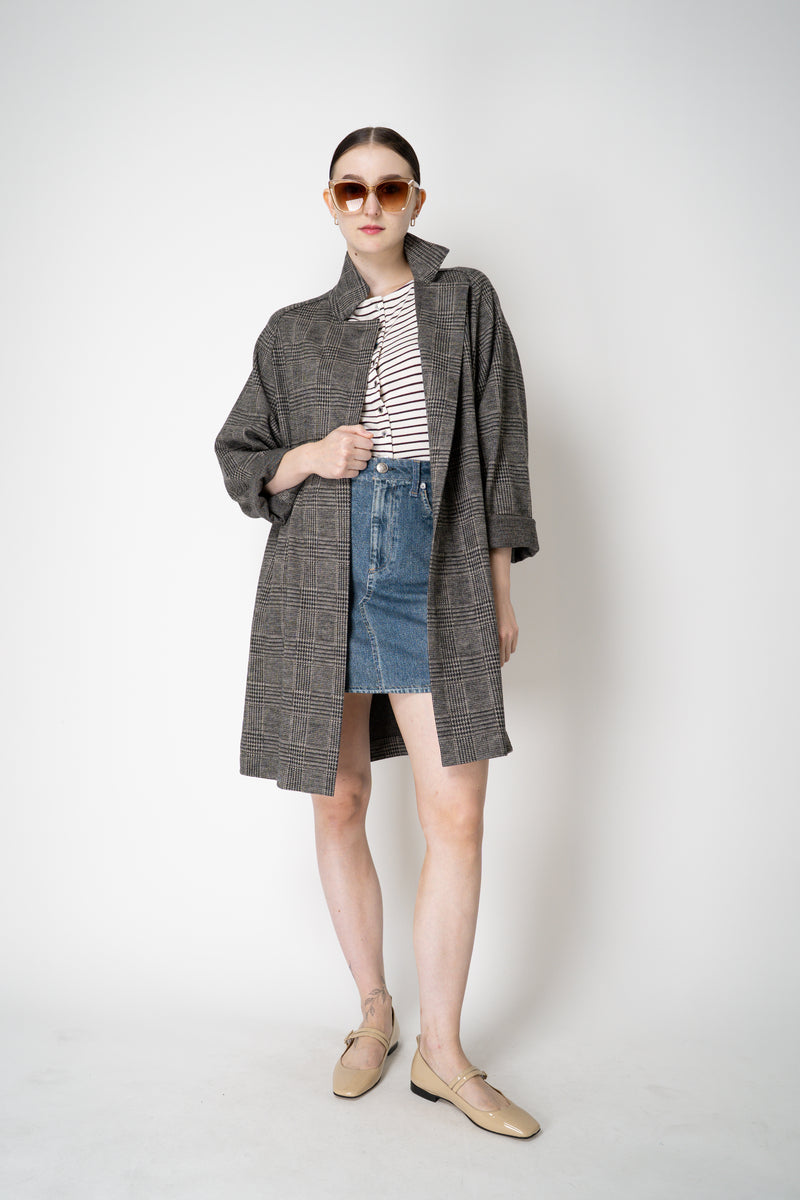Rag & Bone Miramar Ponte Mini Skirt in Woodside Blue Denim Print Vancouver. Shop Online or in Store.
