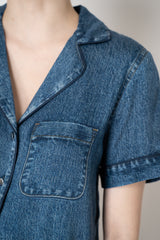 Rag & Bone Miramar Short-Sleeve Lounge Shirt in Dark Blue Vancouver. Shop Online or in Store.