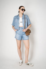 Rag & Bone Miramar Slink Walking Shorts in Light Denim Print Vancouver. Shop Online or in Store.