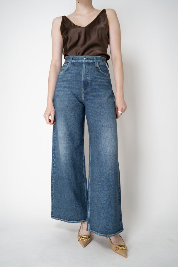 Rag & Bone Miramar "Sofie" Ankle Length Wide Leg Pants in Venice Navy Denim Wash Vancouver. Shop Online or in Store.