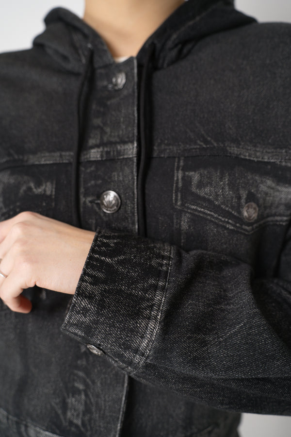 Rag & Bone Miramar Terry Cloth Hooded Track Jacket in Washed Black Vancouver. Shop Online or in Store.