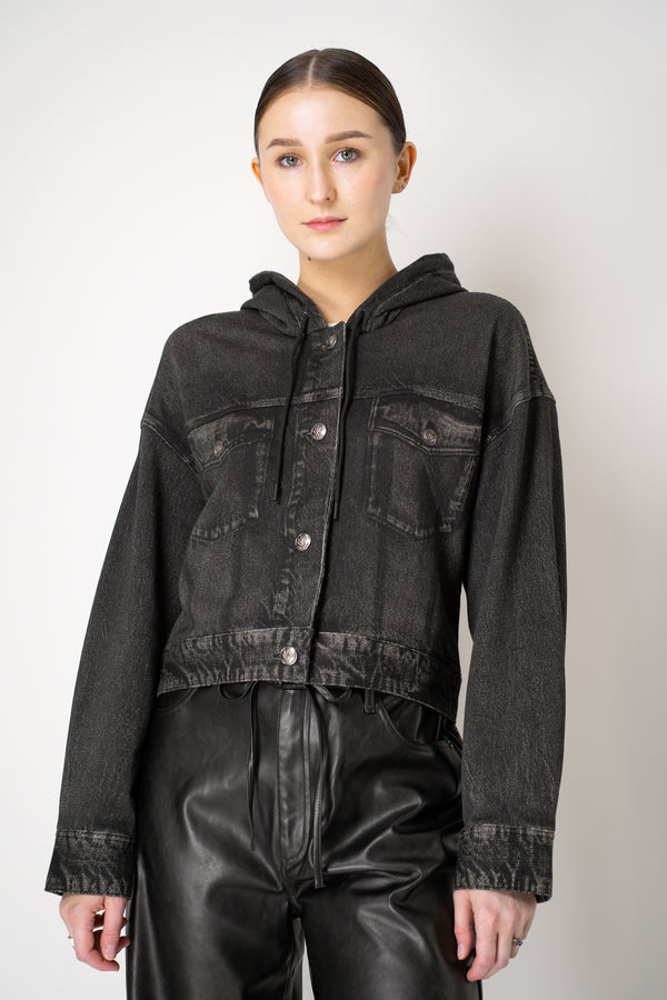 Rag & Bone Miramar Terry Cloth Hooded Track Jacket in Washed Black Vancouver. Shop Online or in Store.