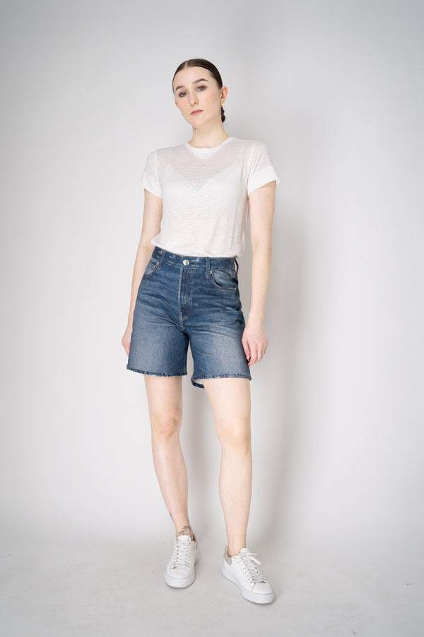 Rag & Bone Miramar Terry Cloth "Kaia" Shorts in Dark Blue Denim Print Vancouver. Shop Online or in Store
