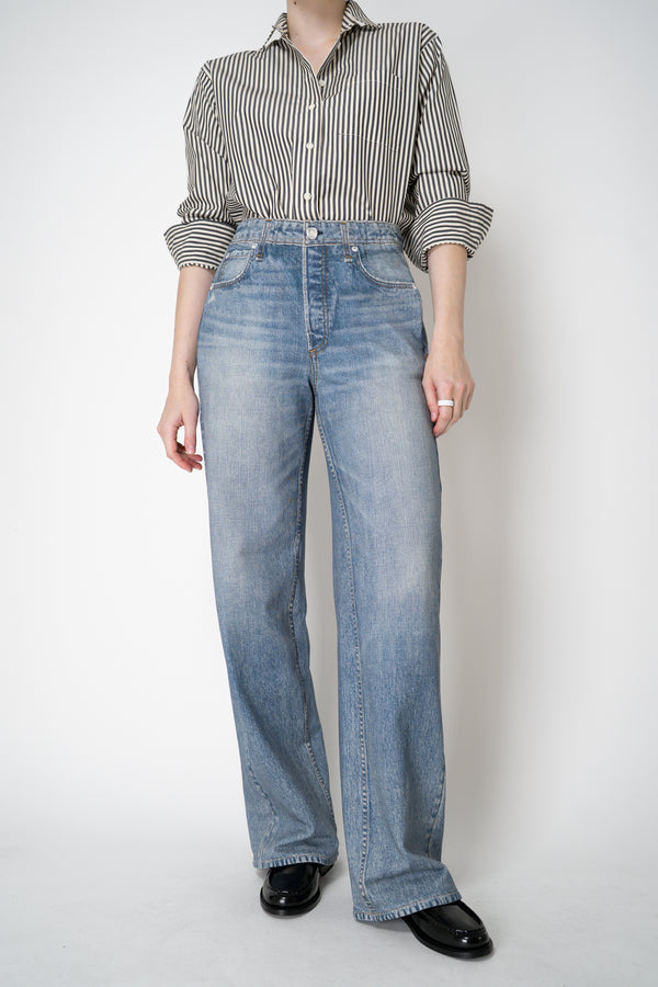 Rag & Bone Miramar Terry Cloth Wide Leg "Scarlet" Pants in Medium Blue Wash Vancouver. Shop Online or in Store.
