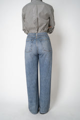 Rag & Bone Miramar Terry Cloth Wide Leg "Scarlet" Pants in Medium Blue Wash Vancouver. Shop Online or in Store.