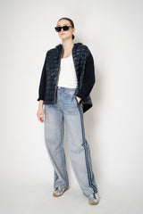 Rag & Bone Miramar Terry Cloth Wide Leg Track Pants in Denim Blue Vancouver. Shop Online or in Store.