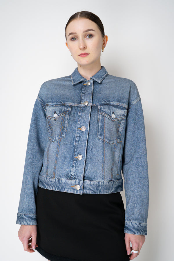 Rag & Bone Miramar "Walker" Relaxed Fit Jacket in Blue Denim Print Vancouver. Shop Online or in Store.