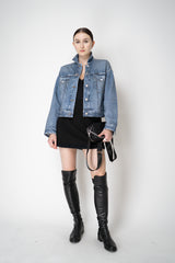 Rag & Bone Miramar "Walker" Relaxed Fit Jacket in Blue Denim Print Vancouver. Shop Online or in Store.