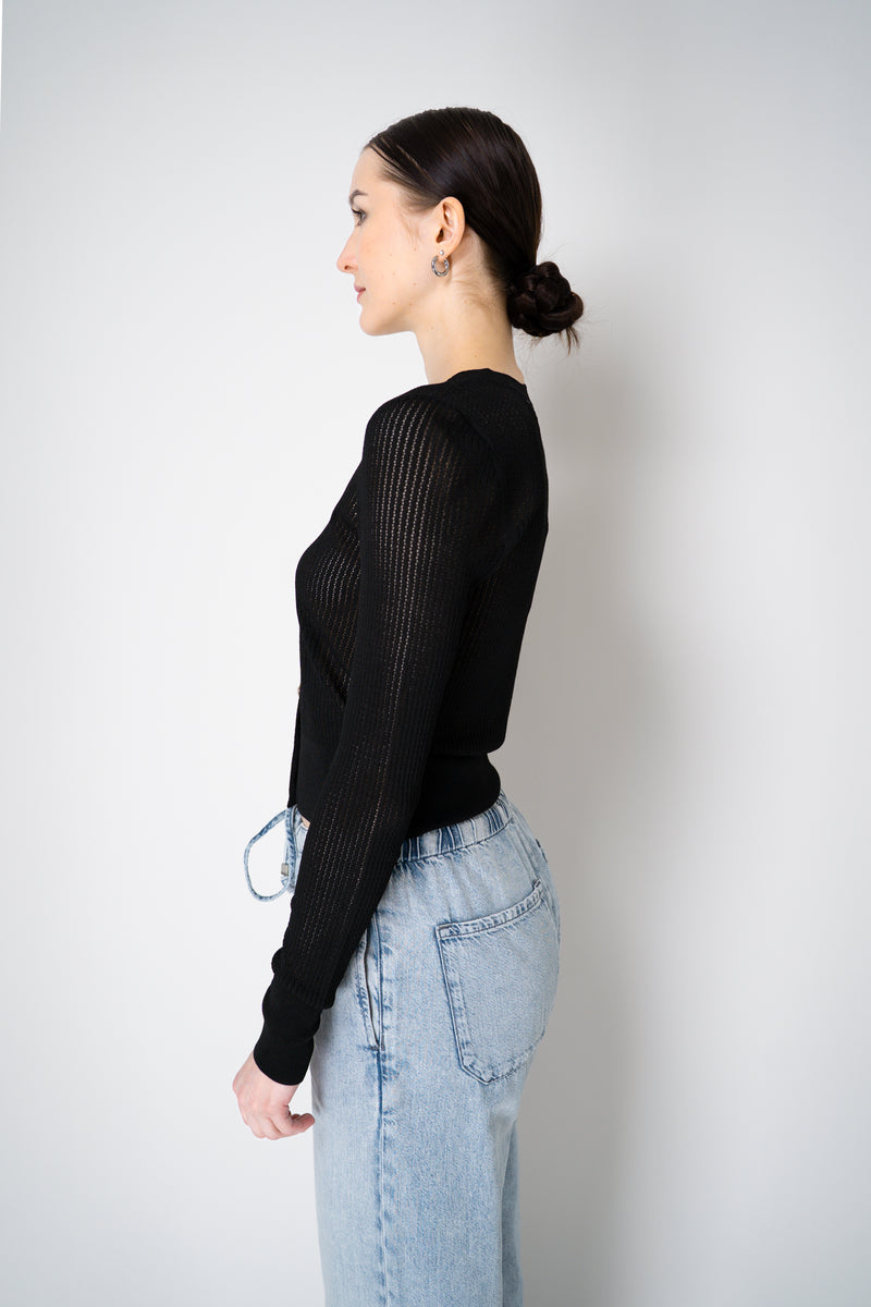 Rag & Bone "Molly" Knit Mesh Cardigan in Black Vancouver. Shop Online or in Store.