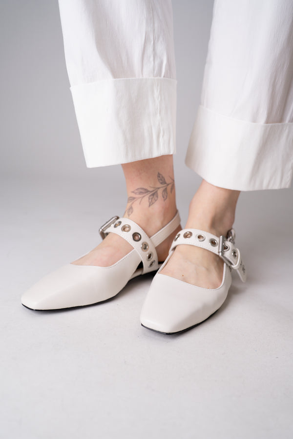 Rag & Bone Moto Astra Leather Slingback Flats in White Vancouver. Shop Online or in Store