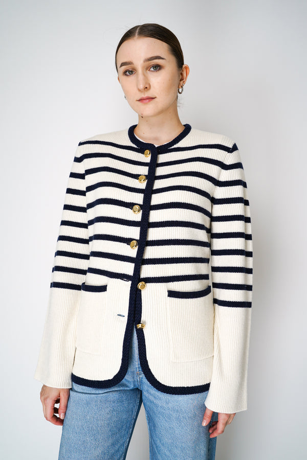 Rag & Bone Nancy Stripe Knitted Wool Cardigan in Ivory Vancouver. Shop Online or in Store. 