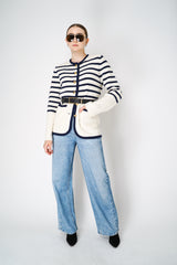 Rag & Bone Nancy Stripe Knitted Wool Cardigan in Ivory Vancouver. Shop Online or in Store. 