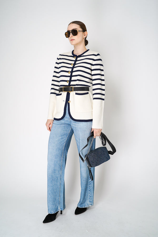 Rag & Bone Nancy Stripe Knitted Wool Cardigan in Ivory Vancouver. Shop Online or in Store. 