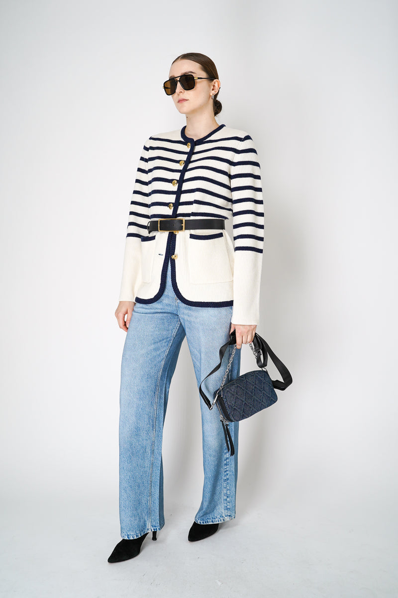 Rag & Bone Nancy Stripe Knitted Wool Cardigan in Ivory Vancouver. Shop Online or in Store. 