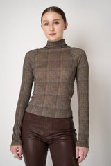 Rag & Bone Shaw Plaid Turtleneck Top in Brown Mix Vancouver. Shop Online or in Store.