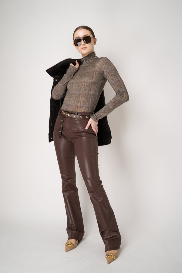 Rag & Bone Shaw Plaid Turtleneck Top in Brown Mix Vancouver. Shop Online or in Store.