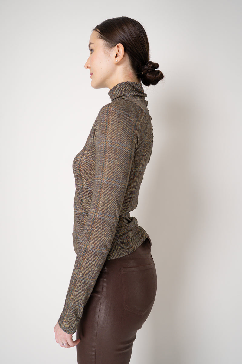 Rag & Bone Shaw Plaid Turtleneck Top in Brown Mix Vancouver. Shop Online or in Store.