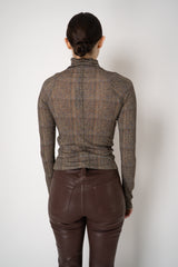 Rag & Bone Shaw Plaid Turtleneck Top in Brown Mix Vancouver. Shop Online or in Store.