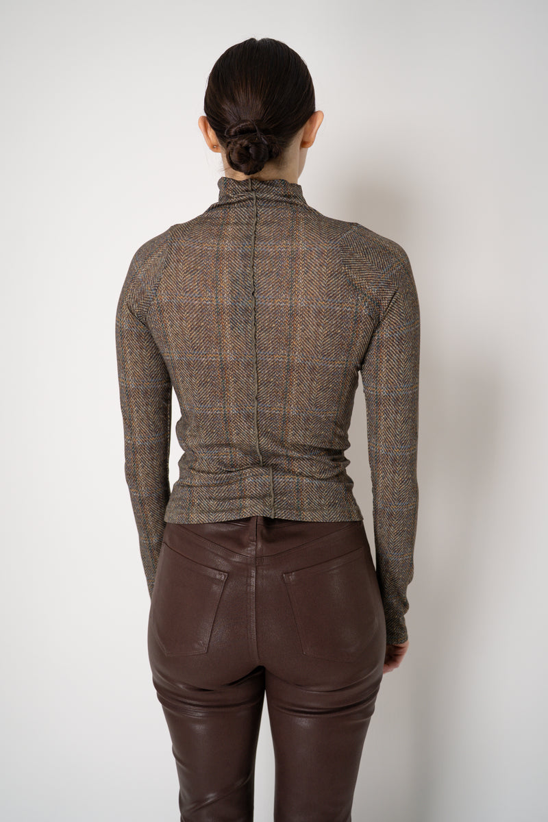 Rag & Bone Shaw Plaid Turtleneck Top in Brown Mix Vancouver. Shop Online or in Store.
