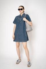 Rag & Bone Short Sleeve Denim Mini Dress in Dark Blue Wash Vancouver. Shop Online or in Store.
